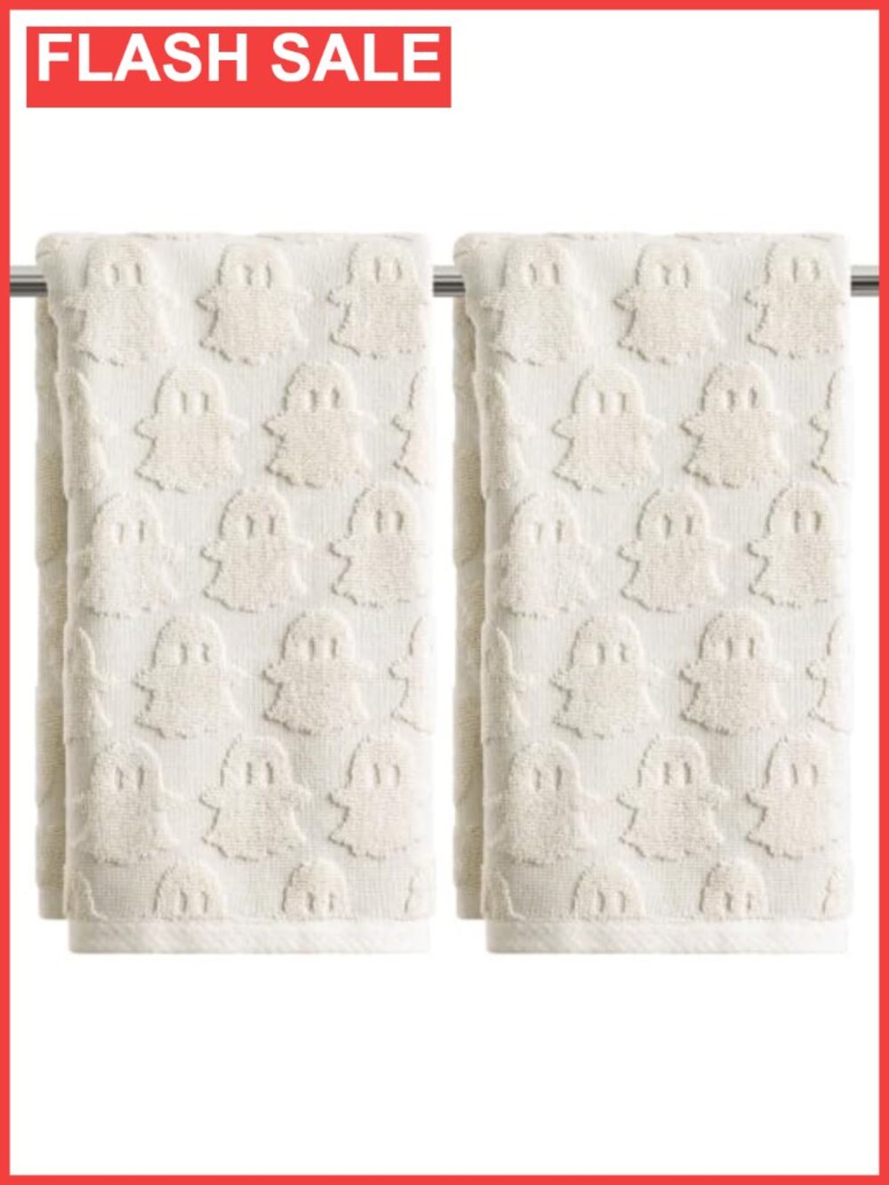 2 Pc 100% Cotton 3D Ghost Jacquard Hand Towels Bathroom Kitchen
